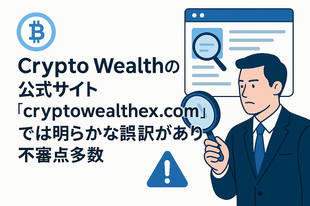Crypto Wealthの公式サイト「cryptowealthex.com」では明らかな誤訳があり不審点多数