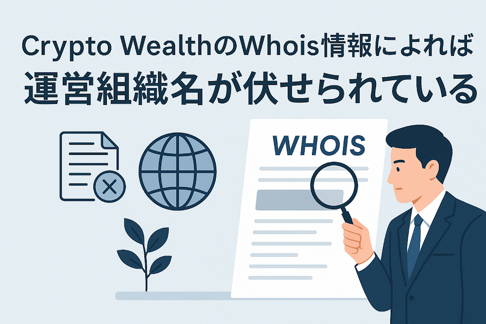 Crypto WealthのWhois情報によれば運営組織名が伏せられている