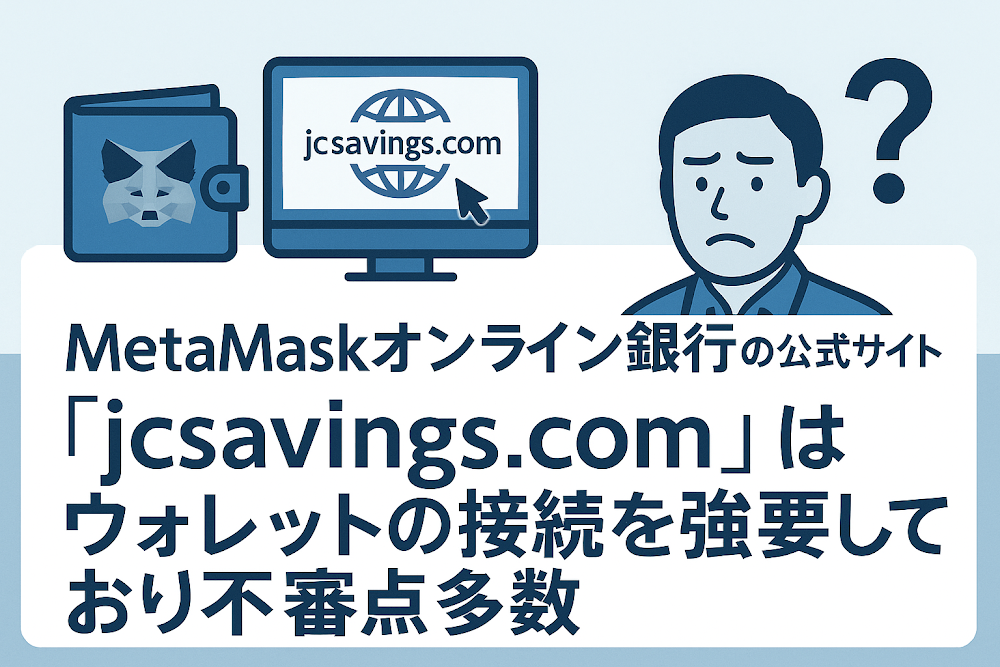 MetaMaskオンライン銀行の公式サイト「jcsavings.com」はウォレットの接続を強要しており不審点多数