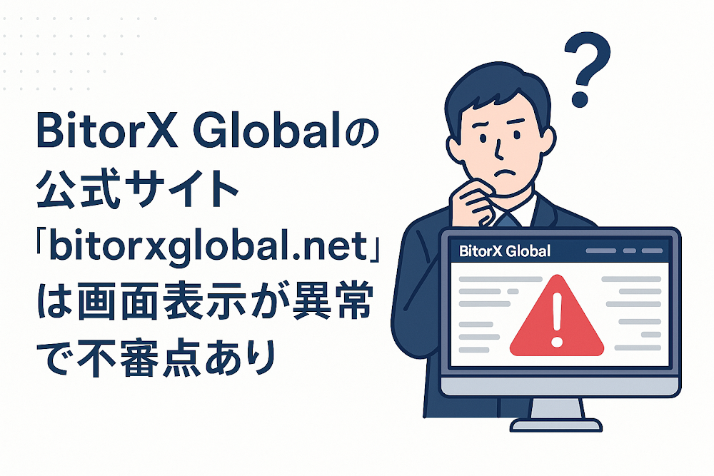 BitorX Globalの公式サイト「bitorxglobal.net」は画面表示が異常で不審点あり