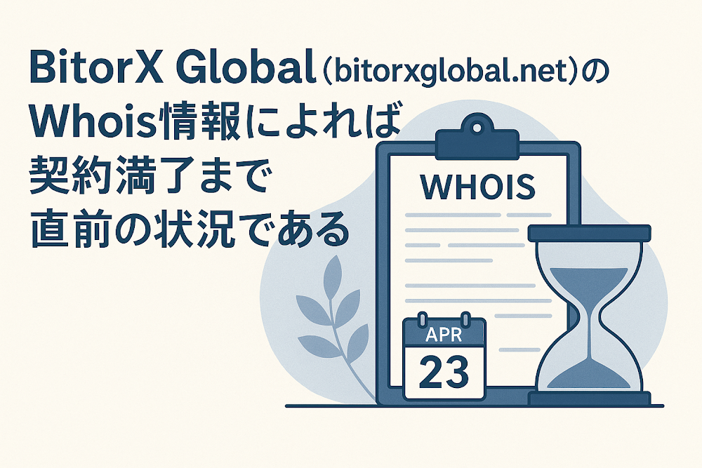 BitorX Global（bitorxglobal.net）のWhois情報によれば契約満了まで直前の状況である