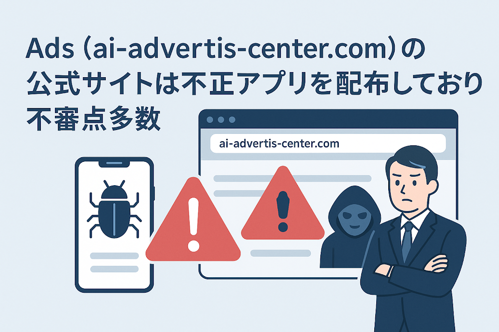 Ads（ai-advertis-center.com）の公式サイトは不正アプリを配布しており不審点多数