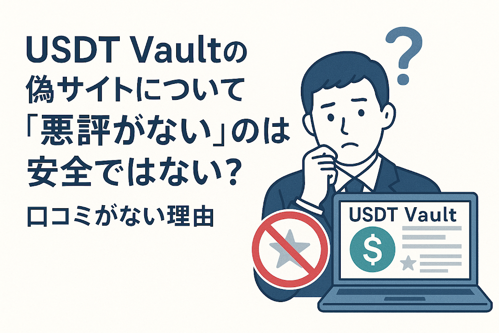 USDT Vaultの偽サイトについて「悪評がない」のは安全ではない?口コミがない理由