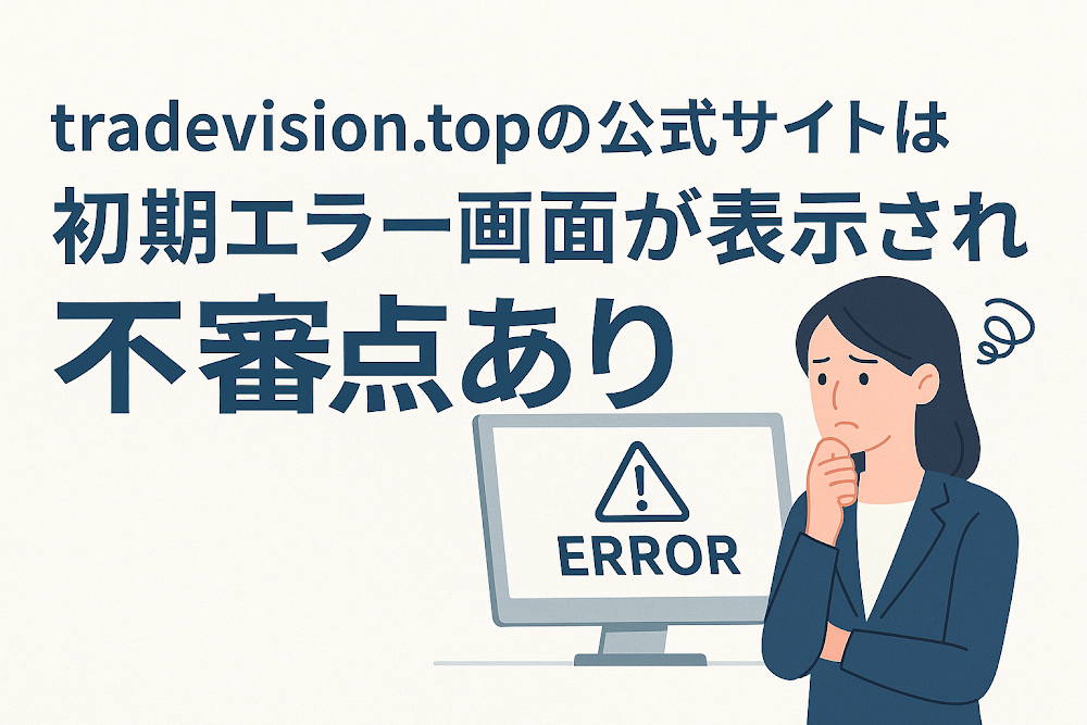 tradevision.topの公式サイトは初期エラー画面が表示され不審点あり