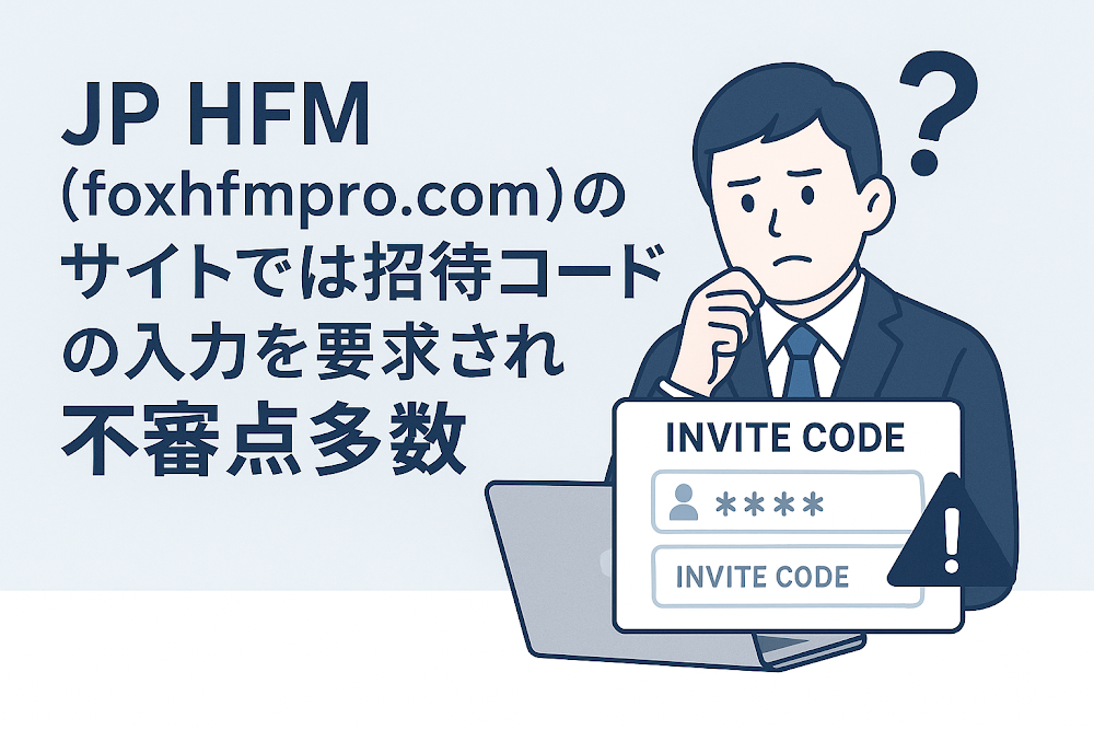 JP HFM(foxhfmpro.com)のサイトでは招待コードの入力を要求され不審点多数