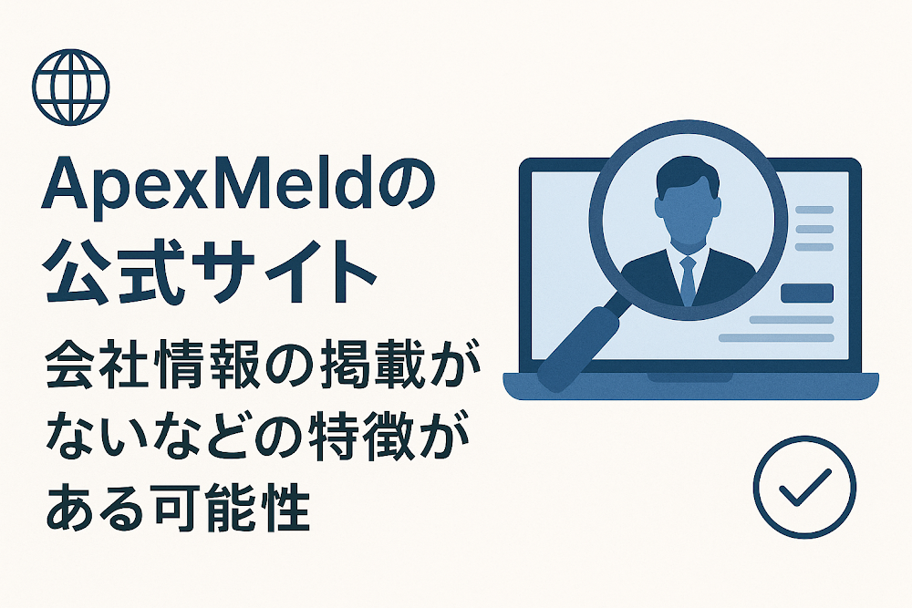 ApexMeldの公式サイトは会社情報の掲載がないなどの特徴がある可能性