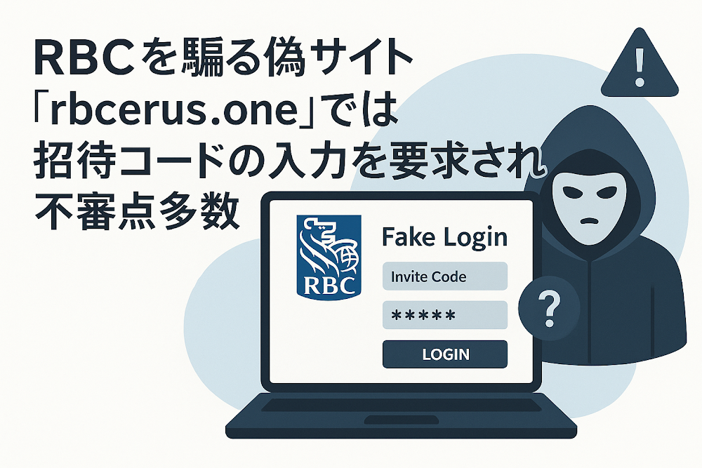 RBC(Royal Bank of Canada)を騙る偽サイト「rbcerus.one」では招待コードの入力を要求され不審点多数