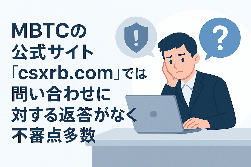MBTCの公式サイト「csxrb.com」では問い合わせに対する返答がなく不審点多数