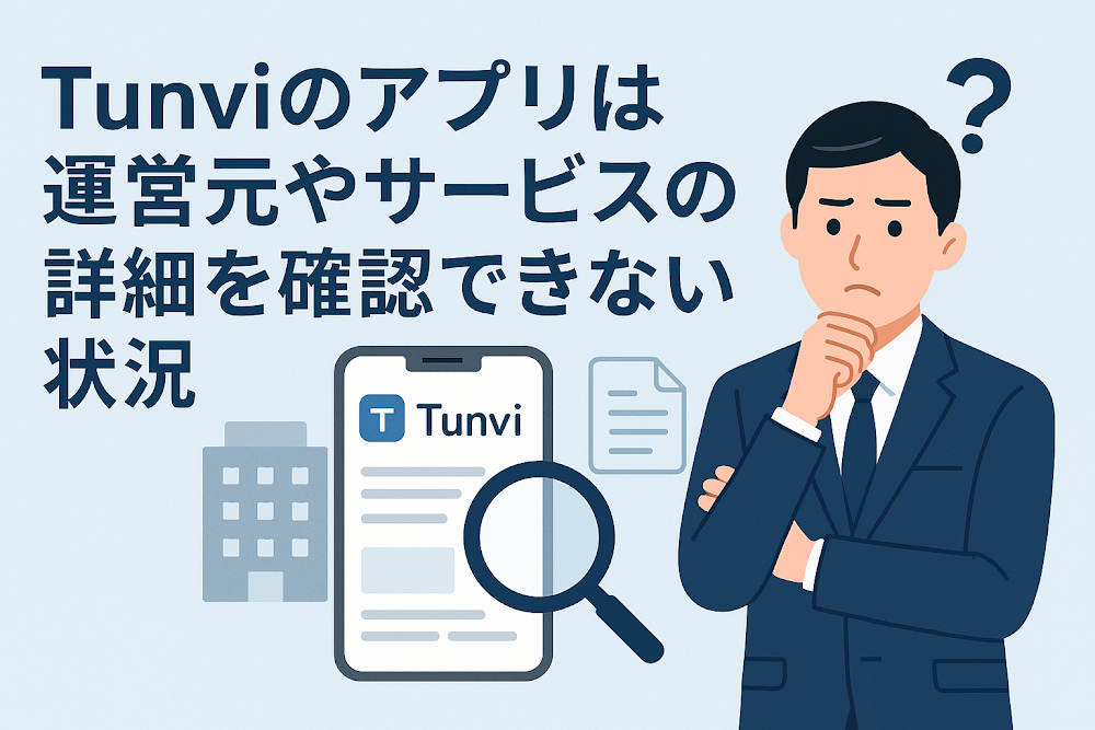 Tunviのアプリは運営元やサービスの詳細を確認できない状況