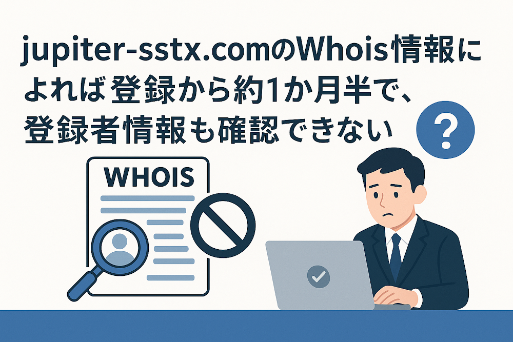 jupiter-sstx.comのWhois情報によれば登録から約1か月半で、登録者情報も確認できない