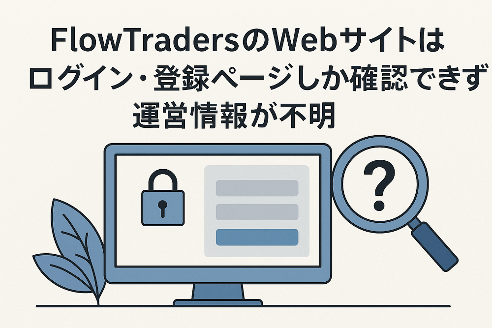 FlowTraders(flowtrader.trade)のWebサイトはログイン・登録ページしか確認できず、運営情報が不明