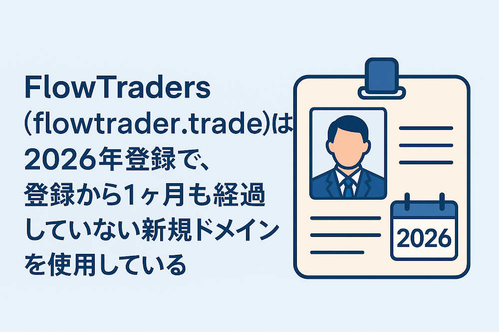FlowTraders(flowtrader.trade)は2026年登録で、登録から1ヶ月も経過していない新規ドメインを使用している
