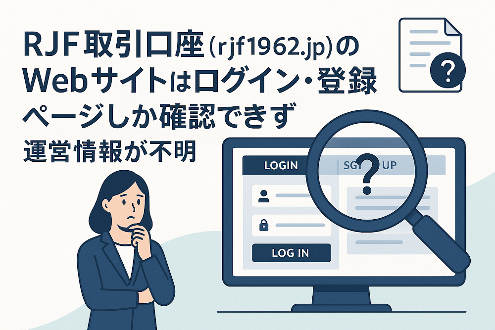RJF取引口座(rjf1962.jp)のWebサイトはログイン・登録ページしか確認できず、運営情報が不明