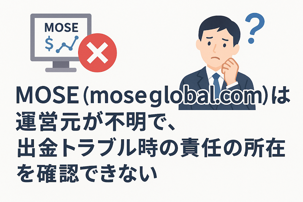 MOSE（moseglobal.com）は運営元が不明で、出金トラブル時の責任の所在を確認できない