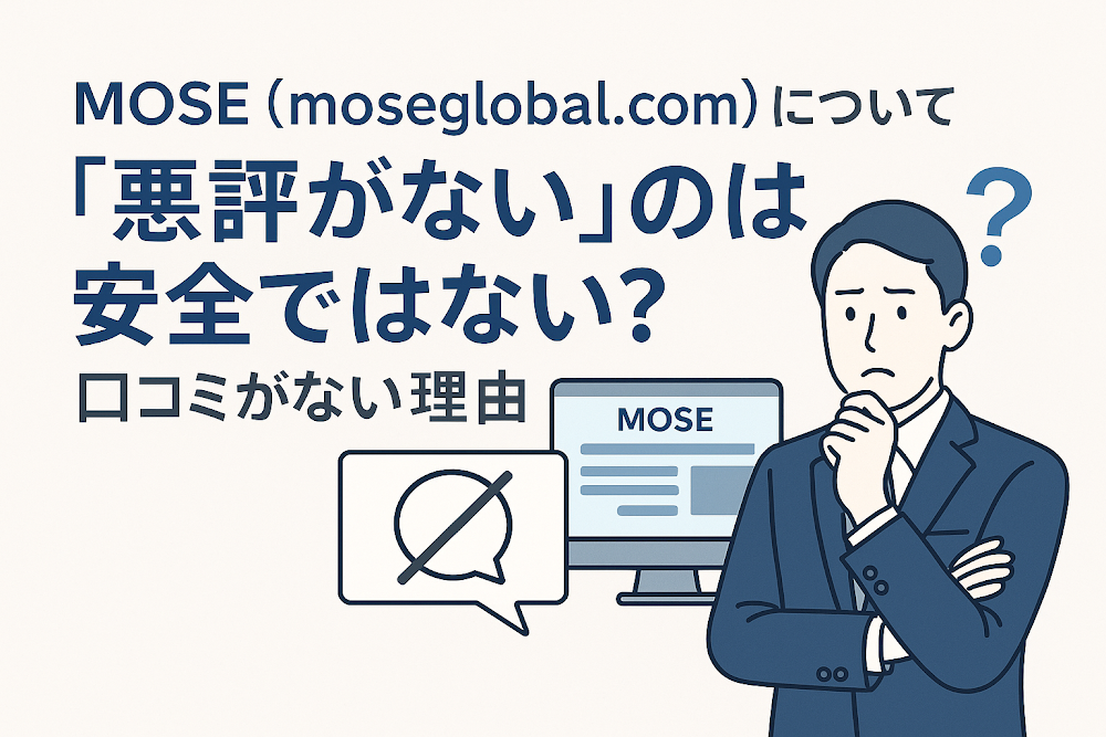 MOSE（moseglobal.com）について「悪評がない」のは安全ではない？口コミがない理由