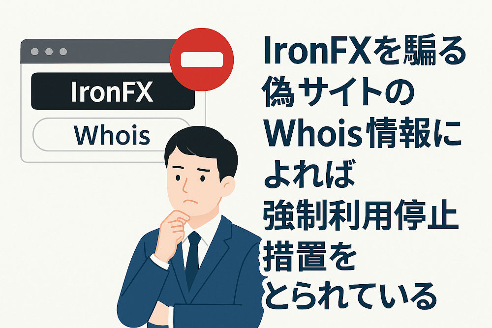 IronFXを騙る偽サイトのWhois情報によれば強制利用停止措置をとられている