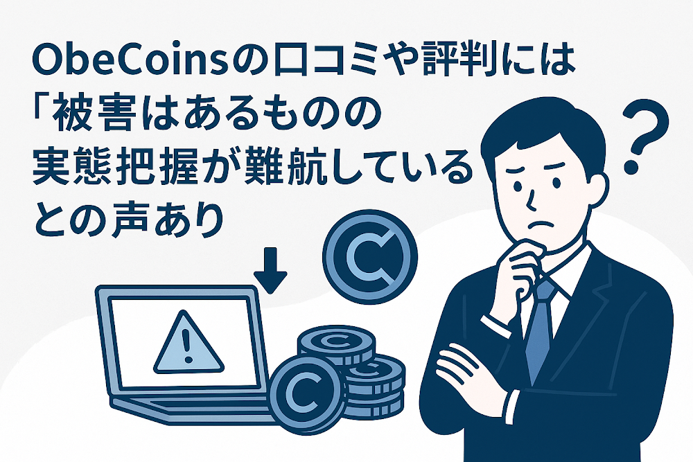 ObeCoinsの口コミや評判には「被害はあるものの実態把握が難航している」との声あり