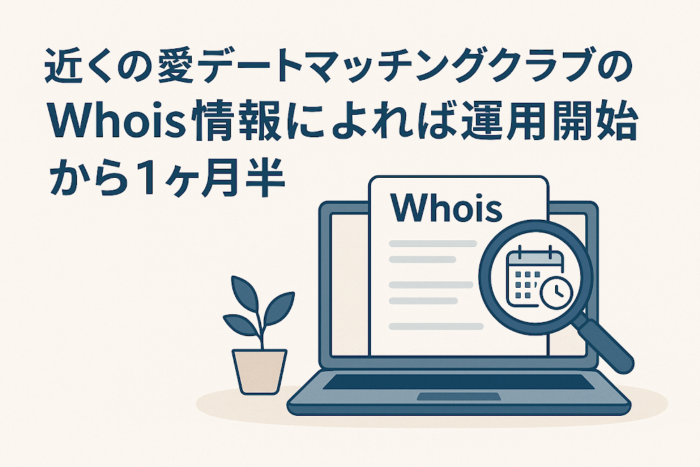 近くの愛デートマッチングクラブのWhois情報によれば運用開始から1ヶ月半