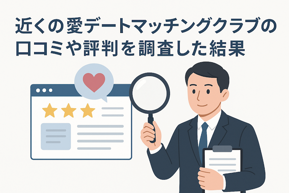 近くの愛デートマッチングクラブの口コミや評判を調査した結果
