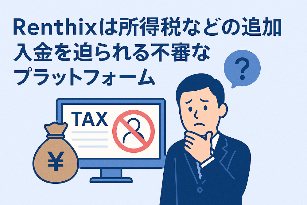 Renthixは所得税などの追加入金を迫られる不審なプラットフォーム